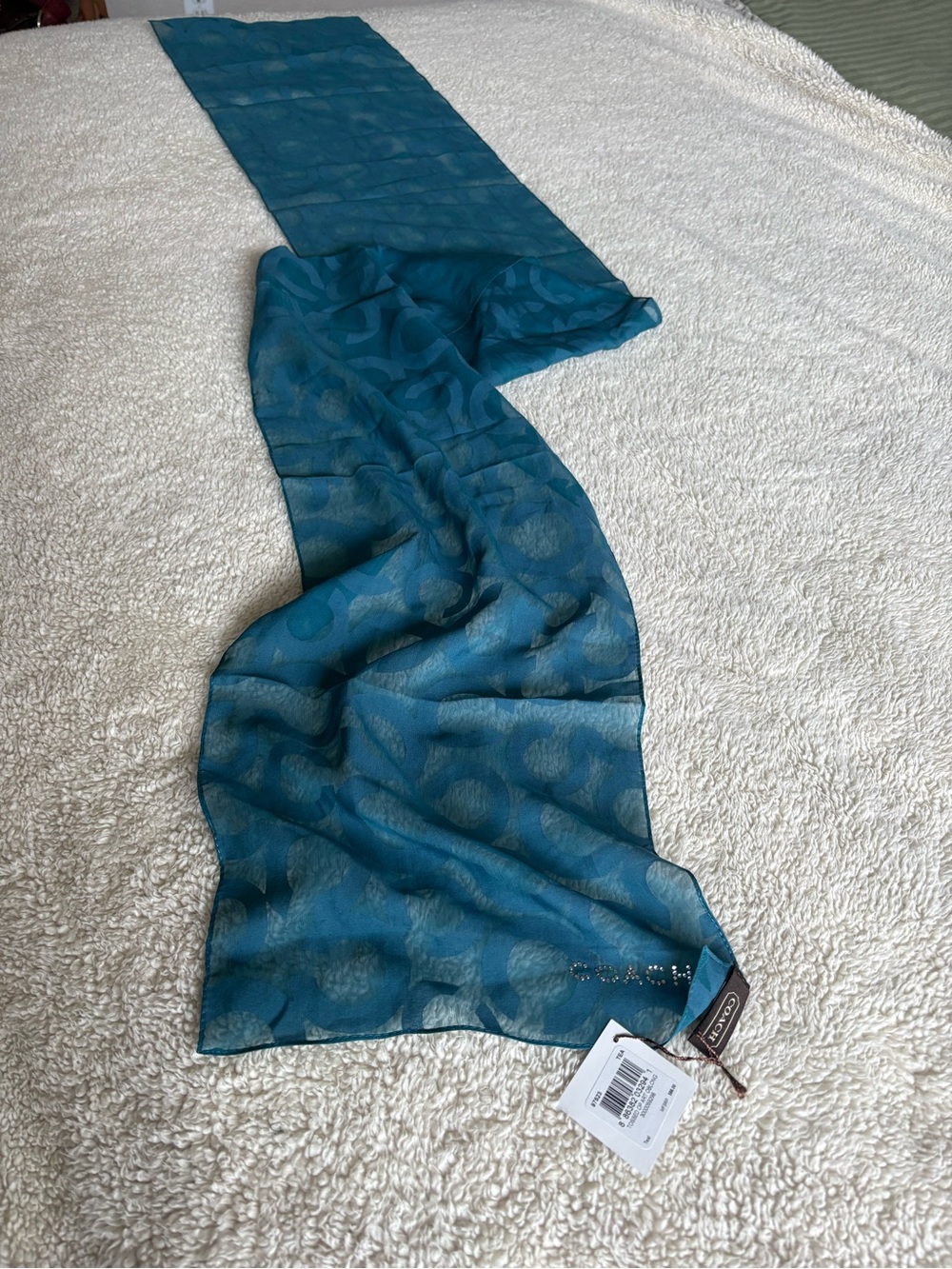 Coach Teal Signature Jacquard Curtain Panel